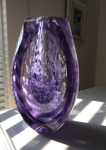 Murano Italy Flavio Poli Sommerso Signed Art Glass Bud Vase Purple - Picture 17 of 21