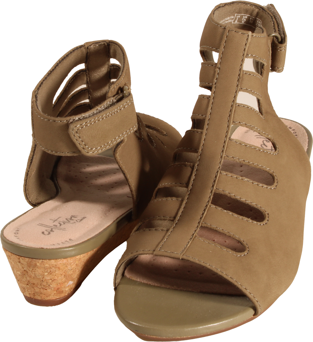 Clarks Abigail Sing Womens Wedge Sandal Olive Nubuck US Size M