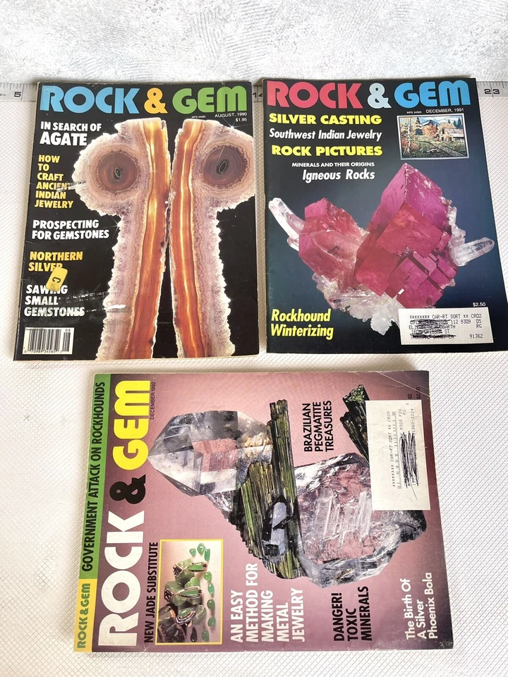 Rock & Gem Magazine Minerals and Jewelry Aug 90 Dec 91 Dec 92 Vintage 3 Issues Foto 2 de 4