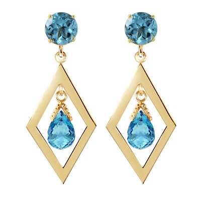 14K. GOLD CHANDELIERS EARRING WITH BLUE TOPAZ