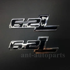 2pcs Metal Chrome Black 6.2L Car Side Fender Trunk Emblem Badge Decal Sticker