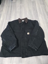 Vtg Carhartt C26 BLK Sandstone Traditional Arctic Quilt Lined Black Coat 3XL