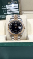 Rolex DateJust 36 Black Roman Numeral, Steel & Rose Gold - 116231