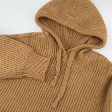 American Eagle Outfitters Women's Brown Ribbed Knit Sweater Hoodie Pullover S