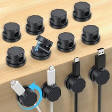 12 Pack Cable Management Holder Magnetic 360  Rotatable Cable Clips Self-Adhesiv