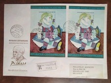 Enveloppe Premier Jour Bloc Timbre  N° 51 Non Dentelés Centrafrique 1981 Picasso