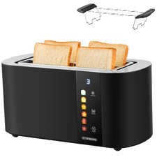 4 Scheiben Edelstahl Toaster mit Brötchenaufsatz Krümelschublade Toastautomat