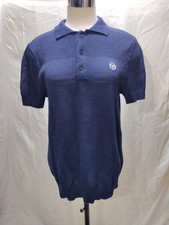 Sergio Tacchini Mens Knit Polo Shirt Sabino Top in Maritime Blue Medium