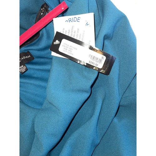Betsy&adam TANYA LONG OFF SHOULDER SCUBA CREPE BLUE GREEN GOWN DRESS 18W $269 - Picture 7 of 7