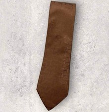 GUCCI VINTAGE Silk Tie ITALY Brown Monogram G W:3.2" EUC