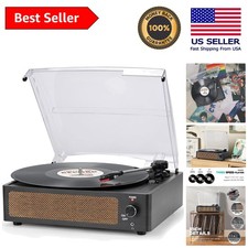 Stylish Vintage Vinyl Player with Built-In Speakers and Bluetooth Connectivity