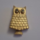 Vintage Avon Green Eyed Jewelled Owl Pin Brooch with Hidden Perfume Section VGC
