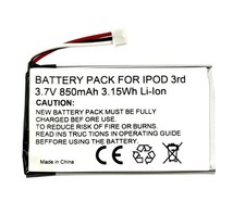 Replacement Battery For Apple iPod 3rd Classic 616-0159 A1040 3 Gen 850mAh
