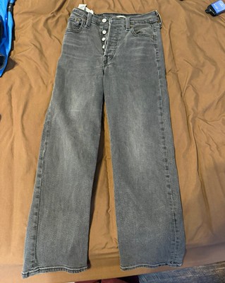 Levi's Women s Dark Wash Gray Denim High Rise Straight Ankle Jeans 25