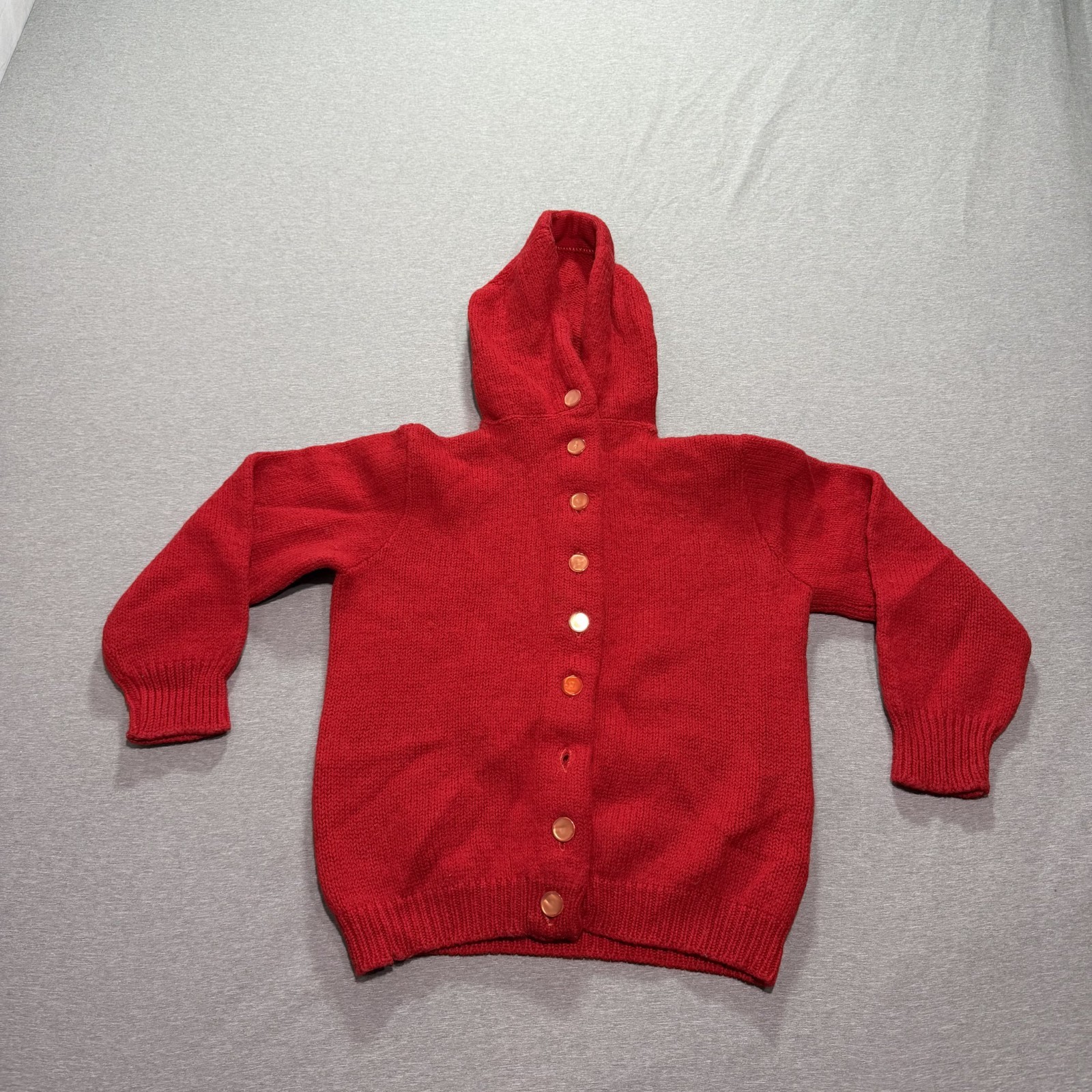 Women's Button Up Hoodie Small Minimalist Lounge Cherry Red