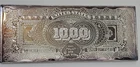 ULTRA Rare 16oz Silver $1,000 US Silver Cert Art Bar LESS than $10/oz over melt!