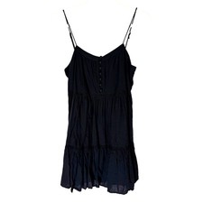 Urban Outfitters Black Sleeveless Lined Baby Doll A-line Boho Mini Dress Size M