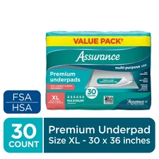 Assurance Unisex Premium Underpad for Adults, XL , Maximum Absorbency (30 Count)