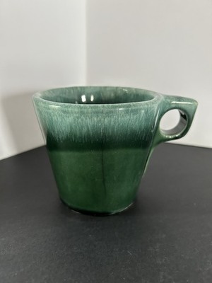 VTG Hull Pottery Green Blue Drip Glaze Coffee Mug USA Oven Proof MCM