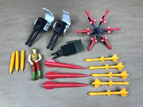 1988 GI Joe Rolling Thunder Accessories Lot: Missiles, Turret, Armadillo, Seats