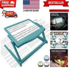 5X Large LED Full Page Magnifying Glass w/Collapsible Hands-Free Stand  3 Co...