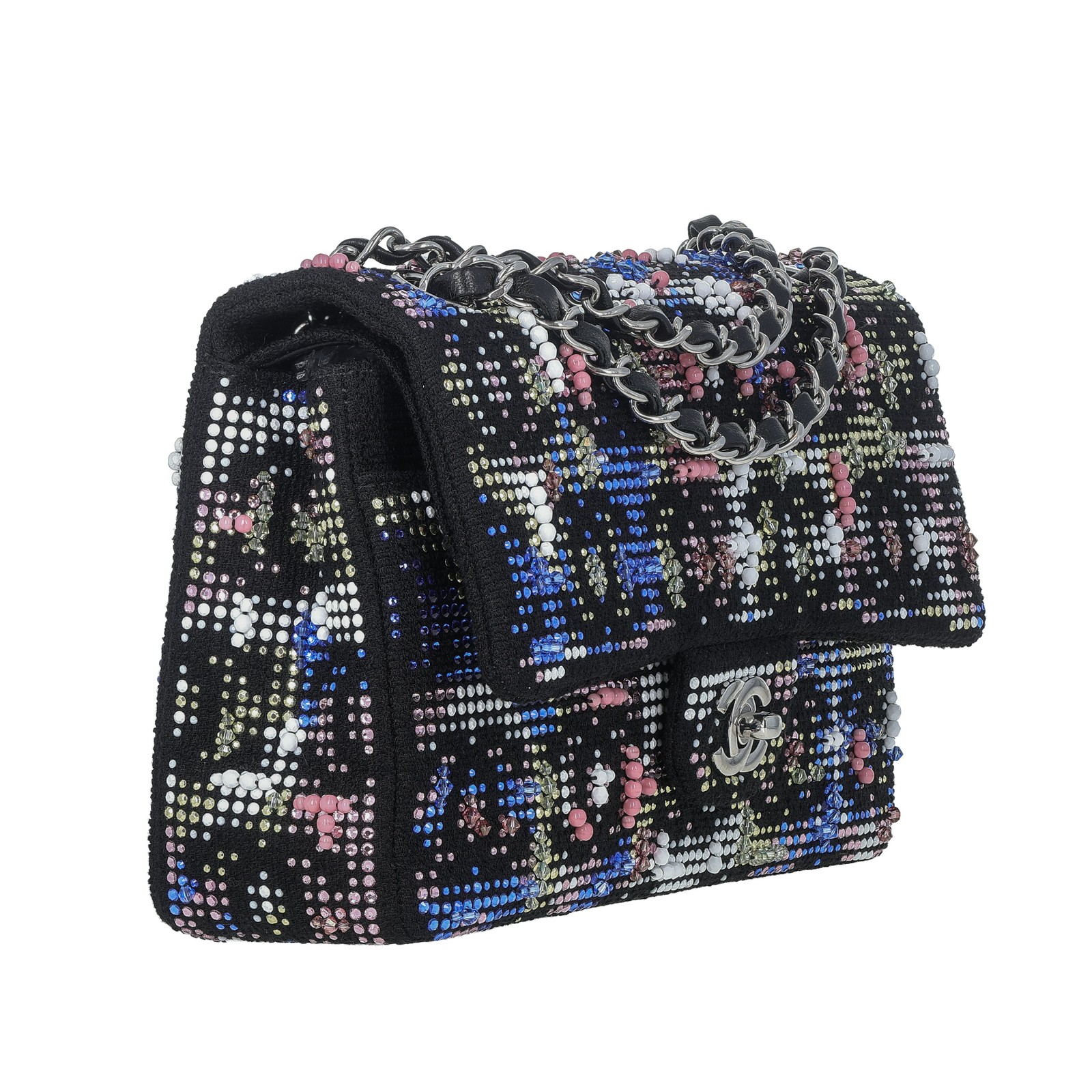 Chanel Crystal Tweed Classic Double Flap Medium Multicolor Black image 3