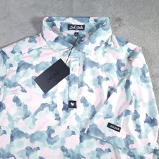 Bad Birdie Core Polo Mens Large Mirage Oasis Performance Stretch White Green