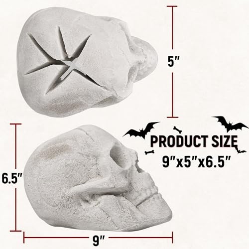 Ceramic Fire Pit Skull Logs for Indoor or Outdoor Fireplaces, Fire White-1 pack