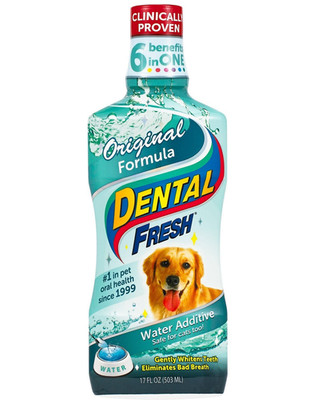 Dental Fresh Water Additive for Dogs, Cleans Teeth & Freshens Breath, 17oz