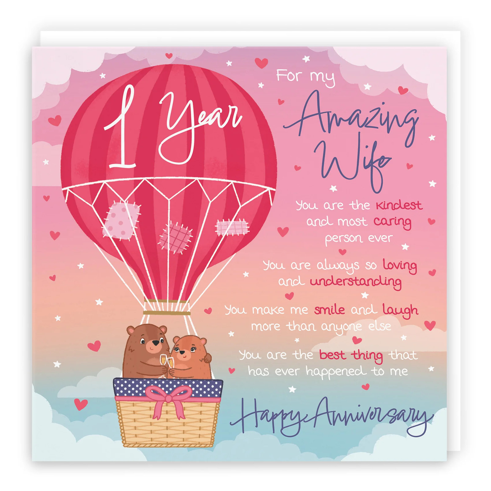 1st Wife Anniversary Poem Card Love Is In The Air Cute Bears