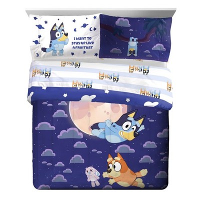 BBC Studios Bluey Blue 7 Piece Full Bed Set W/ Sham, 100% Microfiber