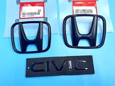 Black 3pcs Fit For Honda Civic 20062015 Si Ex Sedan Front Rear H Emblem Badge