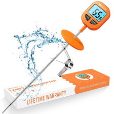 Digital Candy Thermometer with Pot Clip, 10" Probe, IPX6 Waterproof  1-3 Sec In