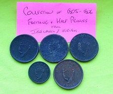 1805 1806 IRISH Farthing, 1/2 PENNY George III (1760 - 1820) Hibernia Coins