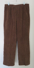 Alfred Dunner Brown Corduroy Pull-on Elastic Waist Pants Size 12 Inseam 27.25"