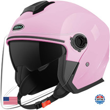 Adult 3/4 Open Face Motorcycle Helmet, Double Visor Motorbike Scooter Ebike Mope