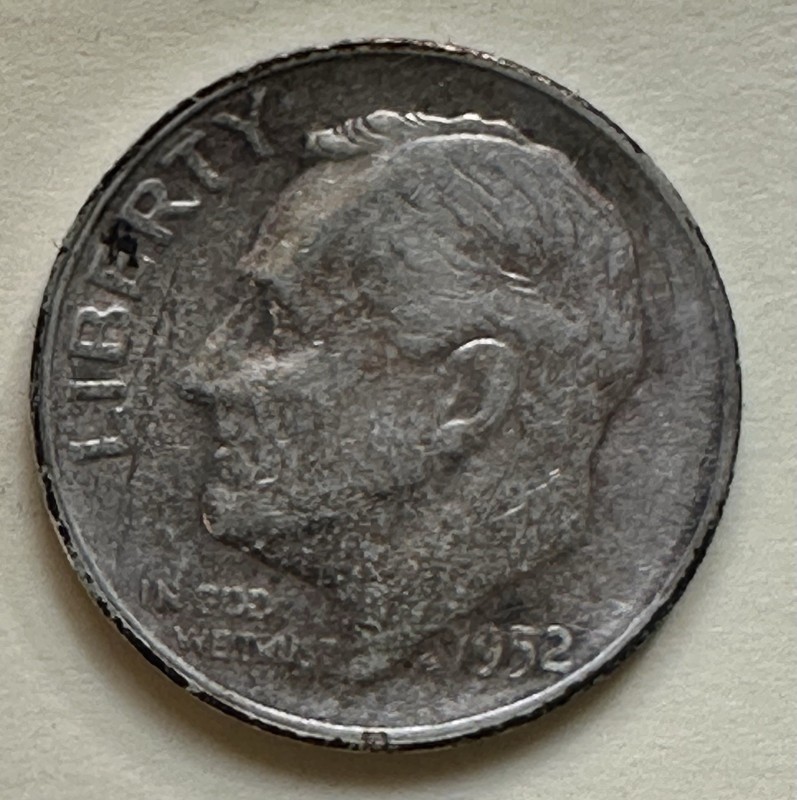 1952-S Roosevelt Dime. 90% Silver. VF Condition. Charity Auction/Animal Rescue.