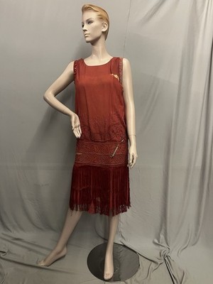 1920's Red Beaded & Fringed Flapper Dress With Excessive Damage Antique |  eBay