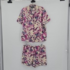 Bcbgmaxazria Floral Multi Abstract Pajama Set Silky Women's Size L