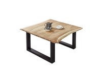 Couchtisch Baumkante Massiv Akazie Naturfarben 80 X 80 Cm Schwarz Billy