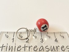 Keychain Pool billiard 11 Ball New 11 Red/white tinietreasures mini