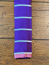 NWT Brooks Brothers Knit Tie Purple Pink White Stripes 100 Silk