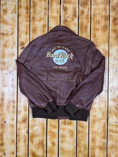 Vintage 90s Hard Rock Hotel Las Vegas Leather Bomber Jacket image 11