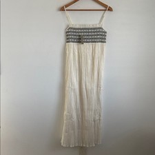 J. Crew Catania Crinkled Dress XS Ivory Smocked Top in Cream