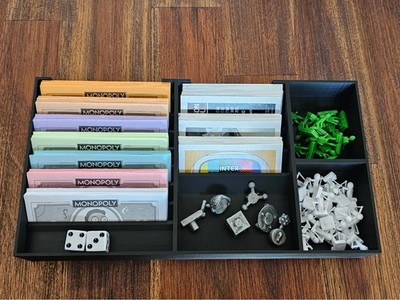 Monopoly Box Organizer Einsatz Fach Karten Geld Stücke Aufbewahrung 3D-gedruckt UK