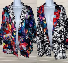 Wearable Art Abstract Brushstroke Print Cropped Zip Jacket