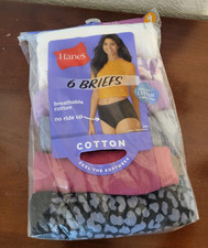 Hanes Women Tagless Briefs - Size 7 - Cotton - 6 Pairs -Some Prints - New