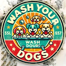 1pc Vintage Wash Your Dogs Wall Decor - Funny Bath Time Pet Lover Gift with Retr