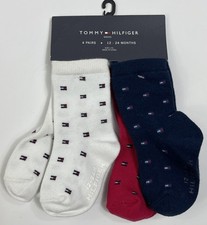 NWT Tommy Hilfiger Boys "4" pair Logo Crew Socks Ages 12m-24m