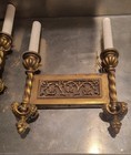 (4) Antique Theater Bronze Two Arm Wall Sconces Glass Back Lit. — photo 1